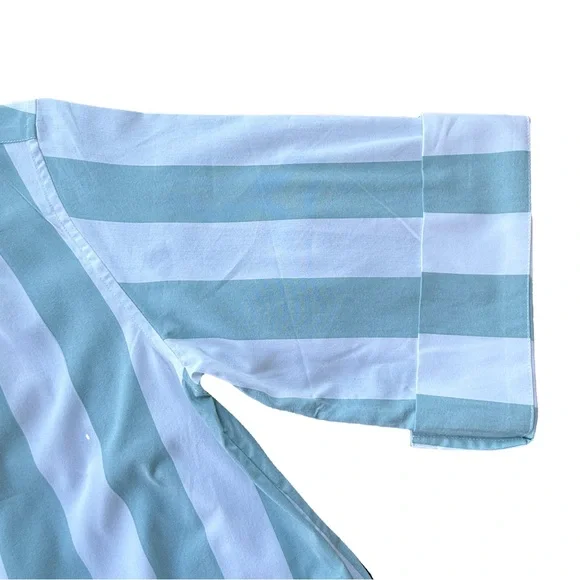 Atlantic-Pacific x LAKE Marni Caftan Azure Stripe Turquoise Cabana Small NWOT - Picture 4 of 7